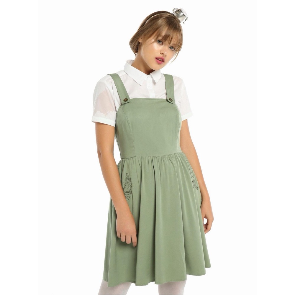 Over The Garden Wall Greg Olive Jumper Dress Women's Medium Pleated Hot Topic